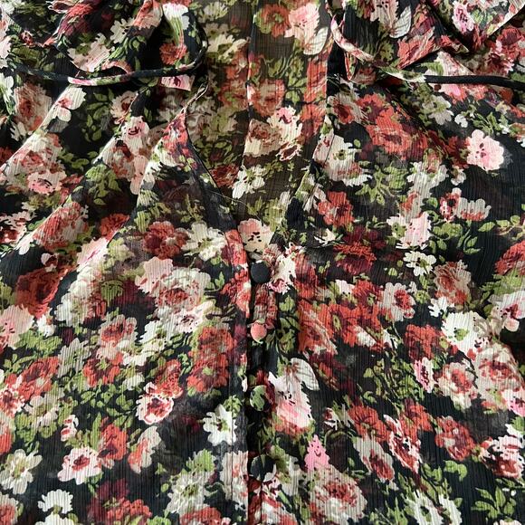 Mango Boho Sheer Chiffon Floral Mini Dress Size 6 Cottage Ethereal Festival - Picture 5 of 7
